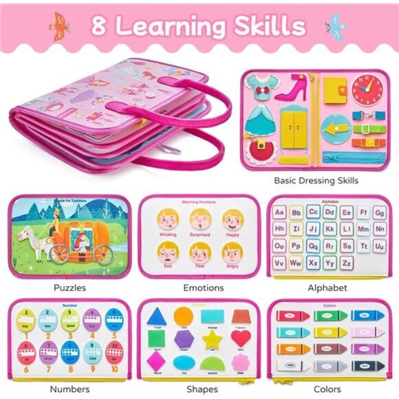 Freebear Busy Board Toddler Travel Toys Quiet Book Sensory Toys for Toddlers 1 - Picture 2 of 7